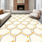 Golden Honeycomb Geometric Pattern Rug