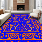 Bold Blue Orange Swirl Pattern Rug