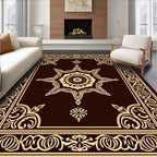 Elegant Medallion Scroll Border Design Rug
