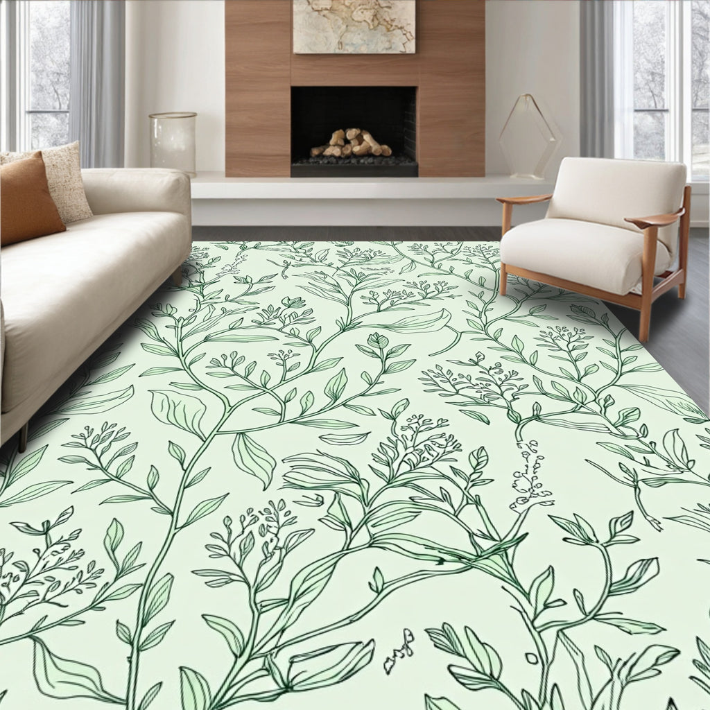 Delicate Botanical Vine Pattern Rug