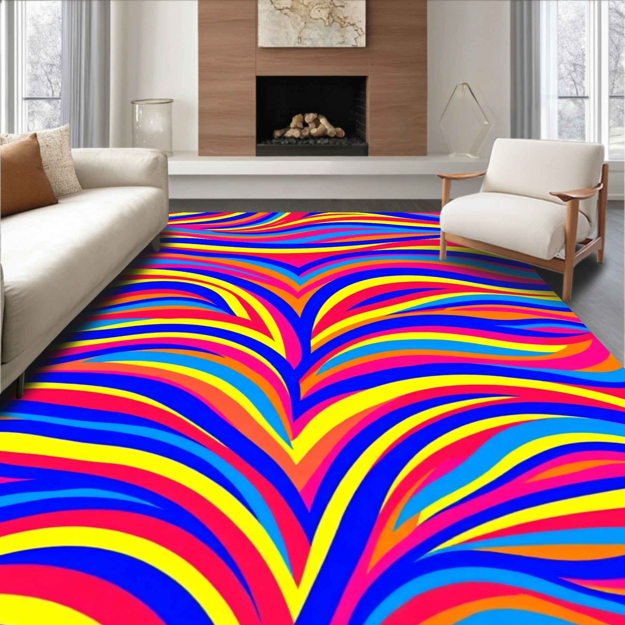 Vibrant Wave Pattern Design Rug