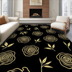Gold Rose Botanical Pattern Rug