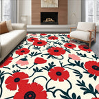 Floral Vine Red Pink Pattern Rug