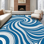Swirling Blue And White Abstract Pattern Rug