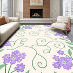 Purple Floral Swirl Garden Design Rug