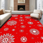 Crimson White Snowflake Scattered Rug