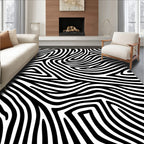 Bold Black White Animal Print Rug