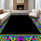 Vibrant Abstract Swirl Border Rug