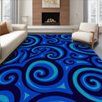 Deep Blue Swirl Pattern Rug