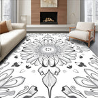 Monochromatic Symmetry Floral Design Rug