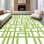 Green Rectangular Grid Abstract Pattern Rug