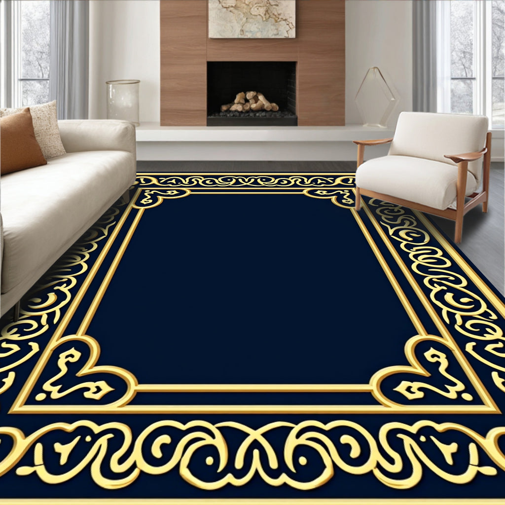 Ornate Gold Border Design Rug