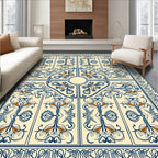 Ornate Blue Floral Medallion Tapestry Rug