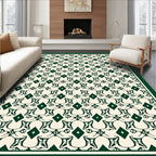Classic Diamond Patterned Green Rug