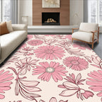 Pink Floral Outline Pattern Rug