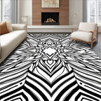 Abstract Black White Floral Design Rug