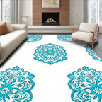 Mandala Style Aqua Pattern Rug