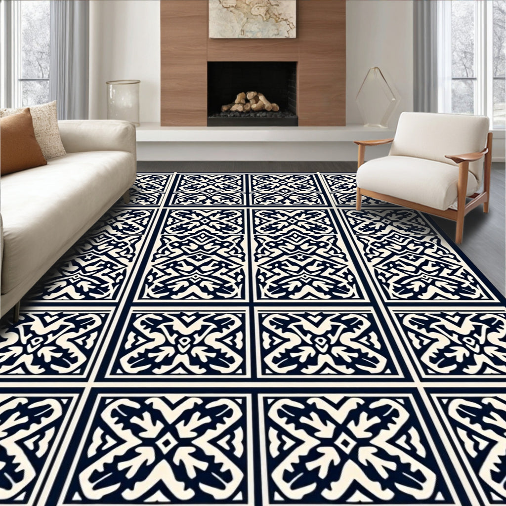 Classic Geometric Vine Repeating Pattern Rug