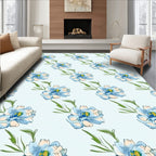 Charming Blue Floral Pattern Rug