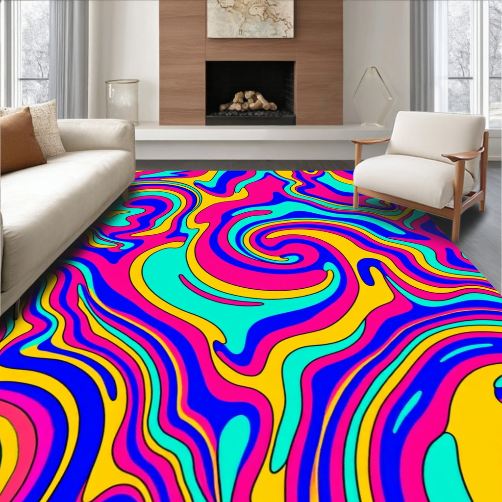 Psychedelic Swirl Abstract Pattern Rug