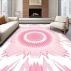 Concentric Pink Petal Kaleidoscope Design Rug