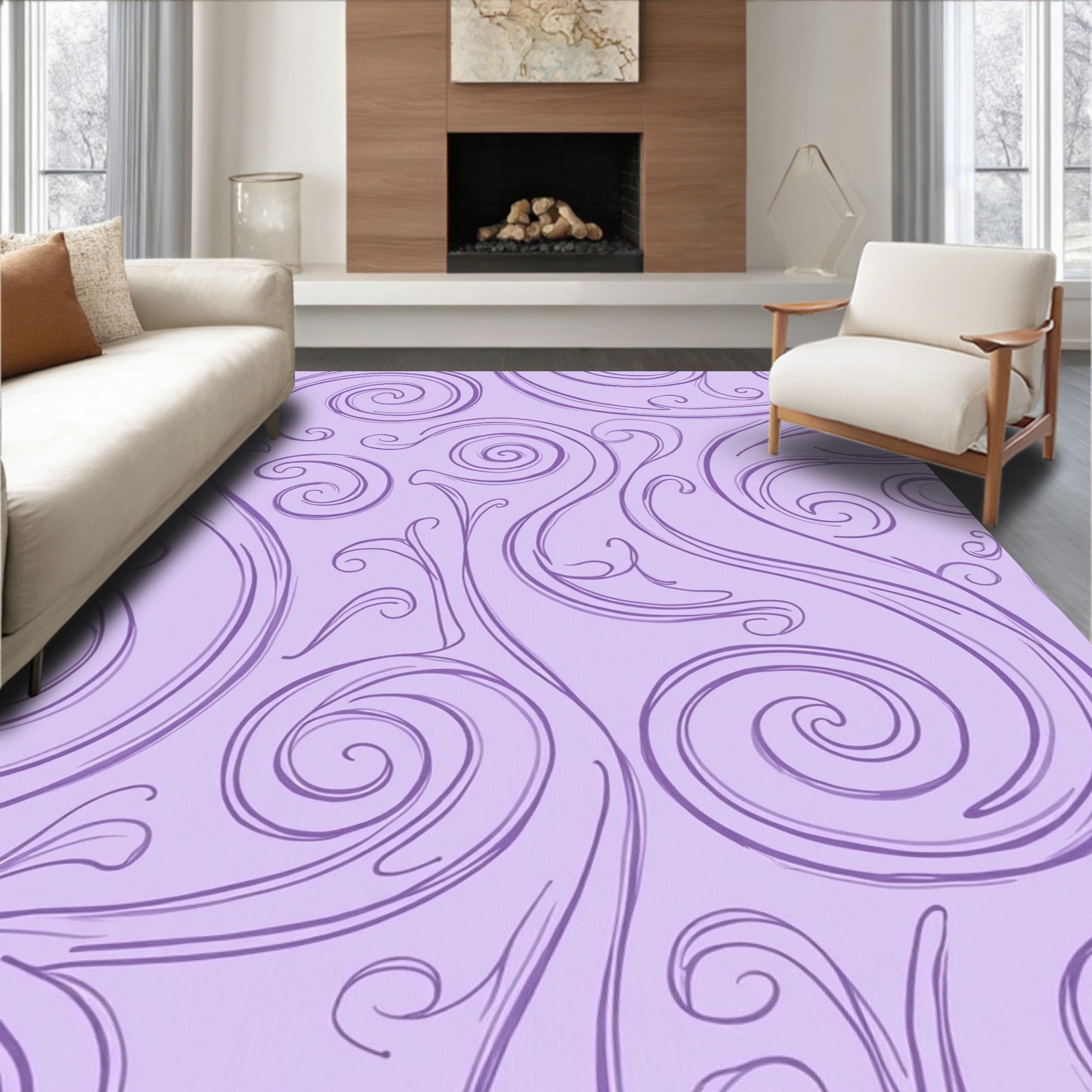 Whimsical Purple Swirl Pattern Rug