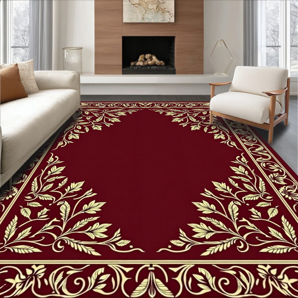Elegant Floral Vines Border Design Rug