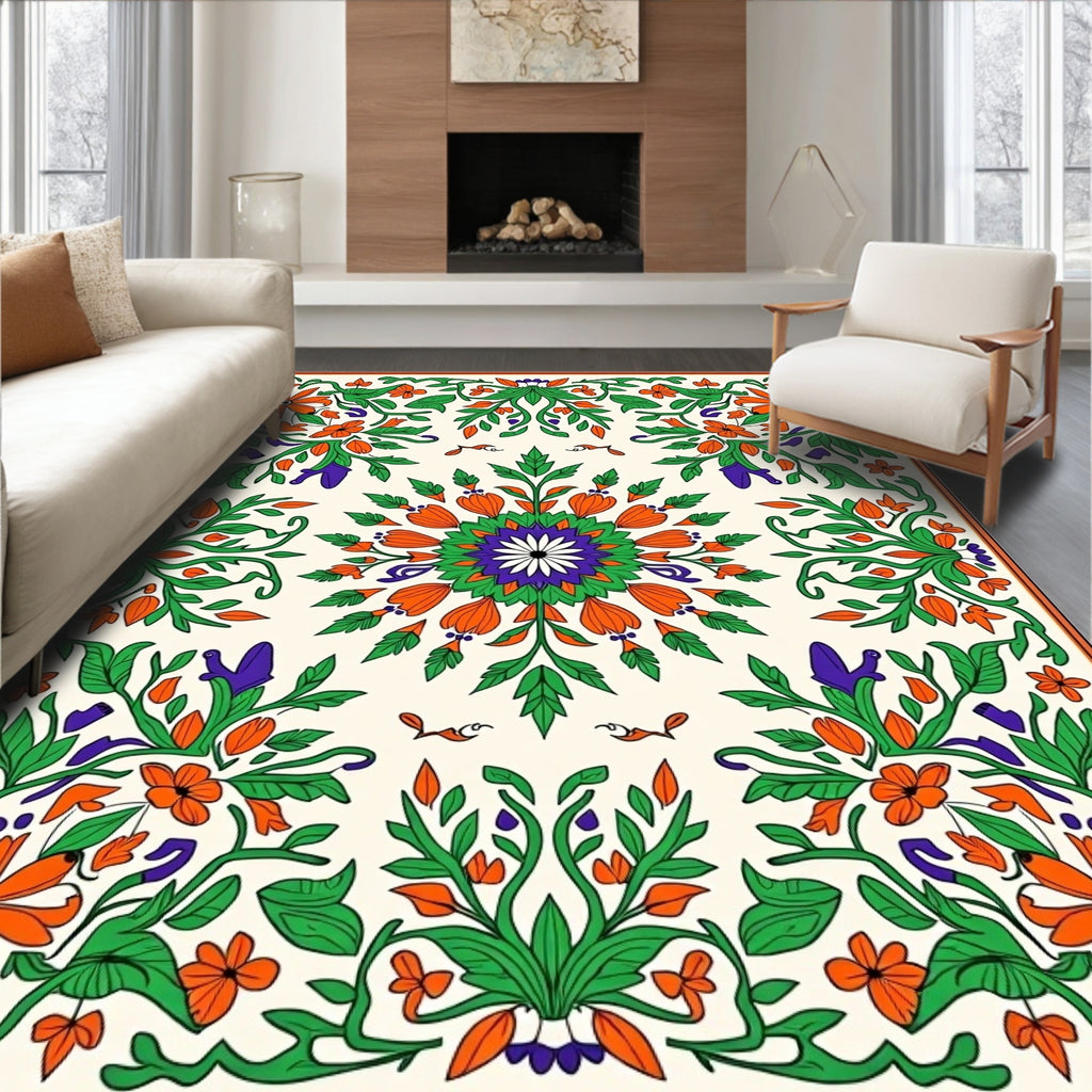 Vibrant Floral Patterned Rug