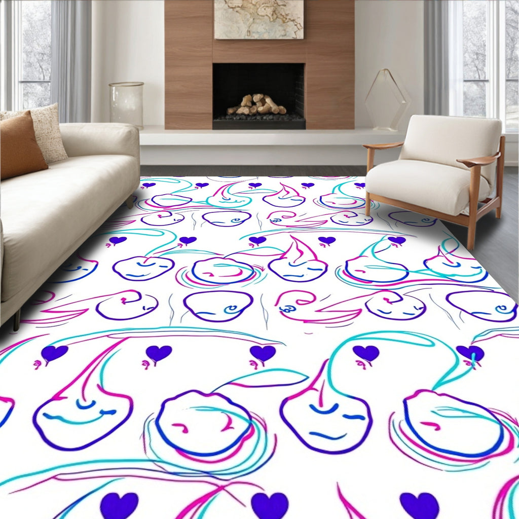 Whimsical Cherries with Heart Pattern Rug