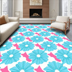 Aqua Floral Pattern With Pink Accents Rug