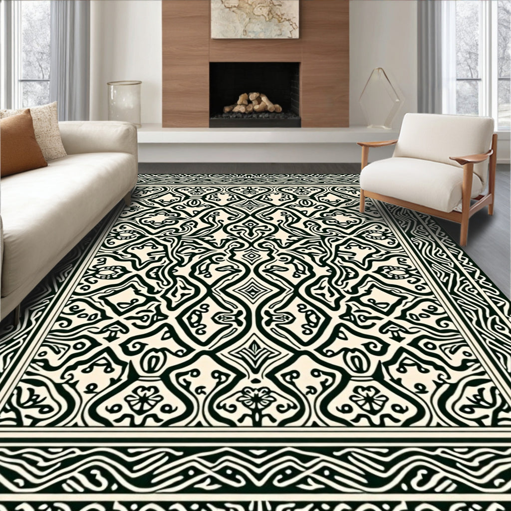 Intricate Floral Symmetry Pattern Rug