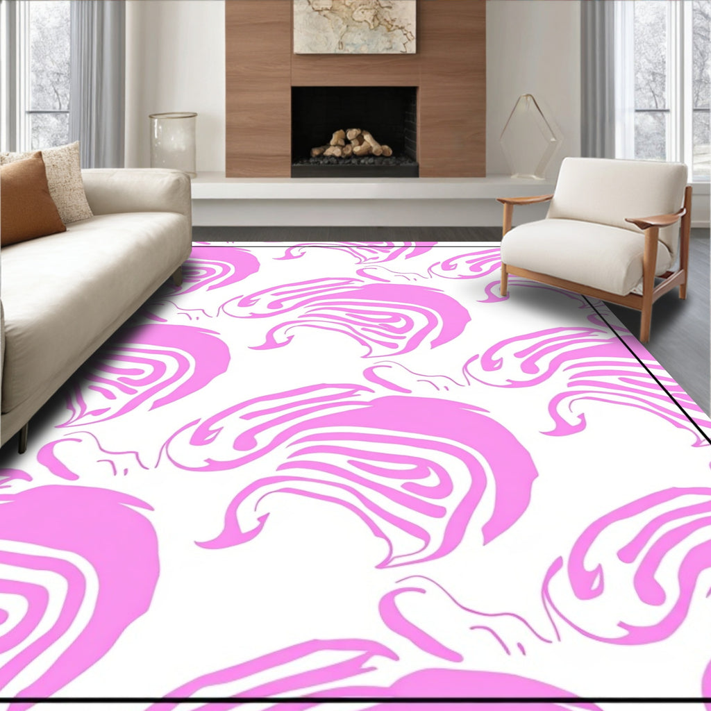 Pink Abstract Swirls Pattern Rug