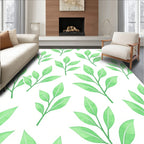 Whimsical Green Leaves Pattern Design Rug