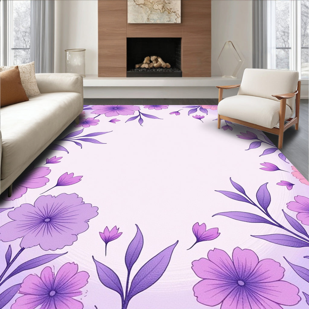 Lavender Floral Pattern Rug
