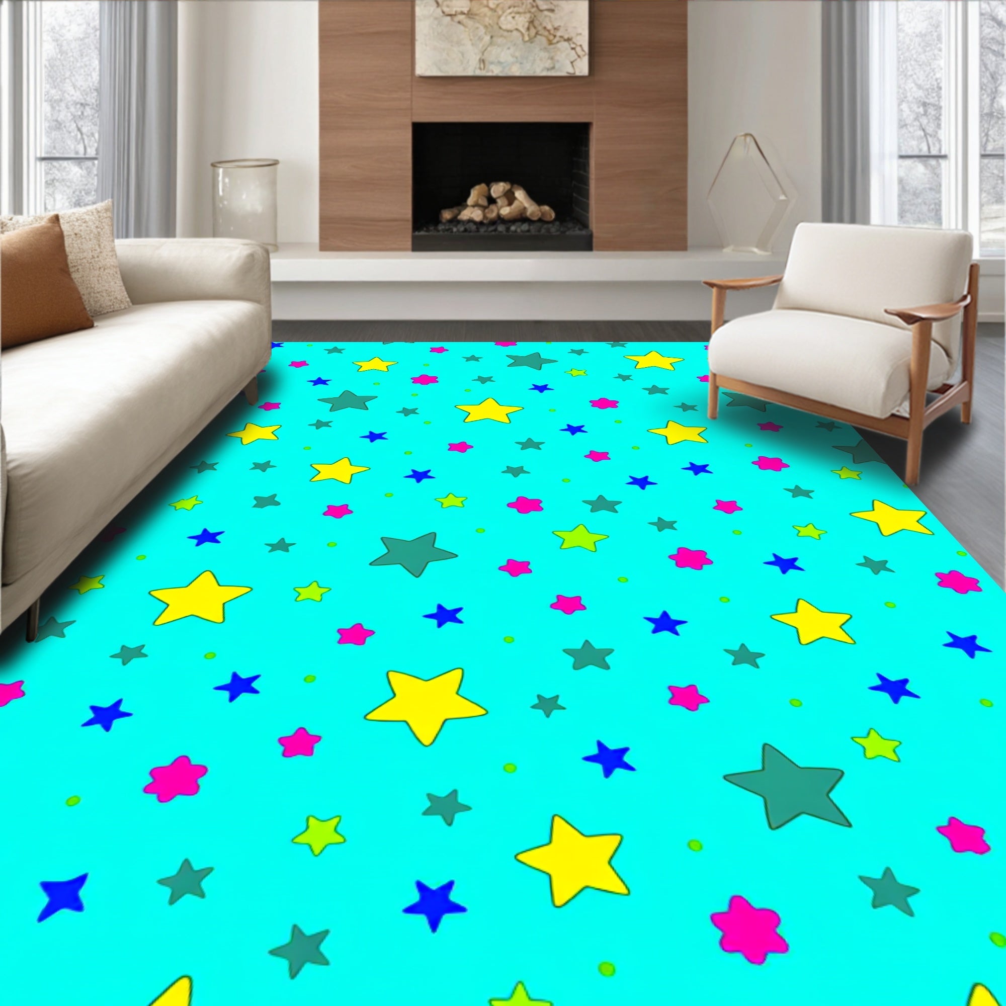 Colorful Star Pattern Rug