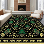 Forest Green Pine Tree Symmetry Rug