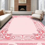 Pink Floral Art Nouveau Border Rug