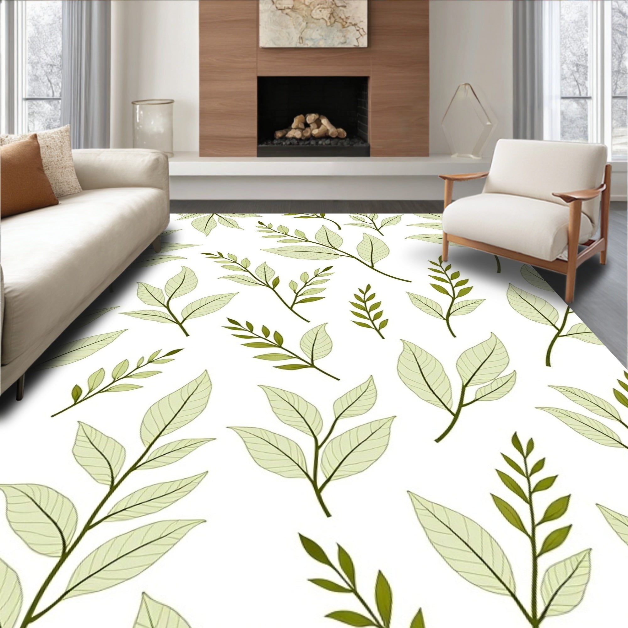 Botanical Branches Pattern Design Rug