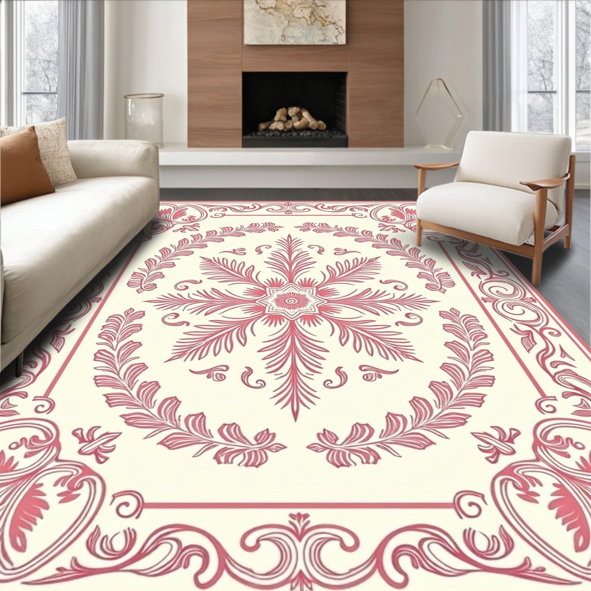 Vintage Floral Scrollwork Delicate Rug