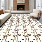 Cream and Brown Vertical Reversible Rug