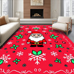 Jolly Santa Claus Snowflake Christmas Rug