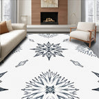 Monochromatic Snowflake Mandala Art Rug