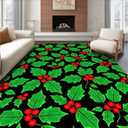 Classic Red Berry Holly Leaves Rug