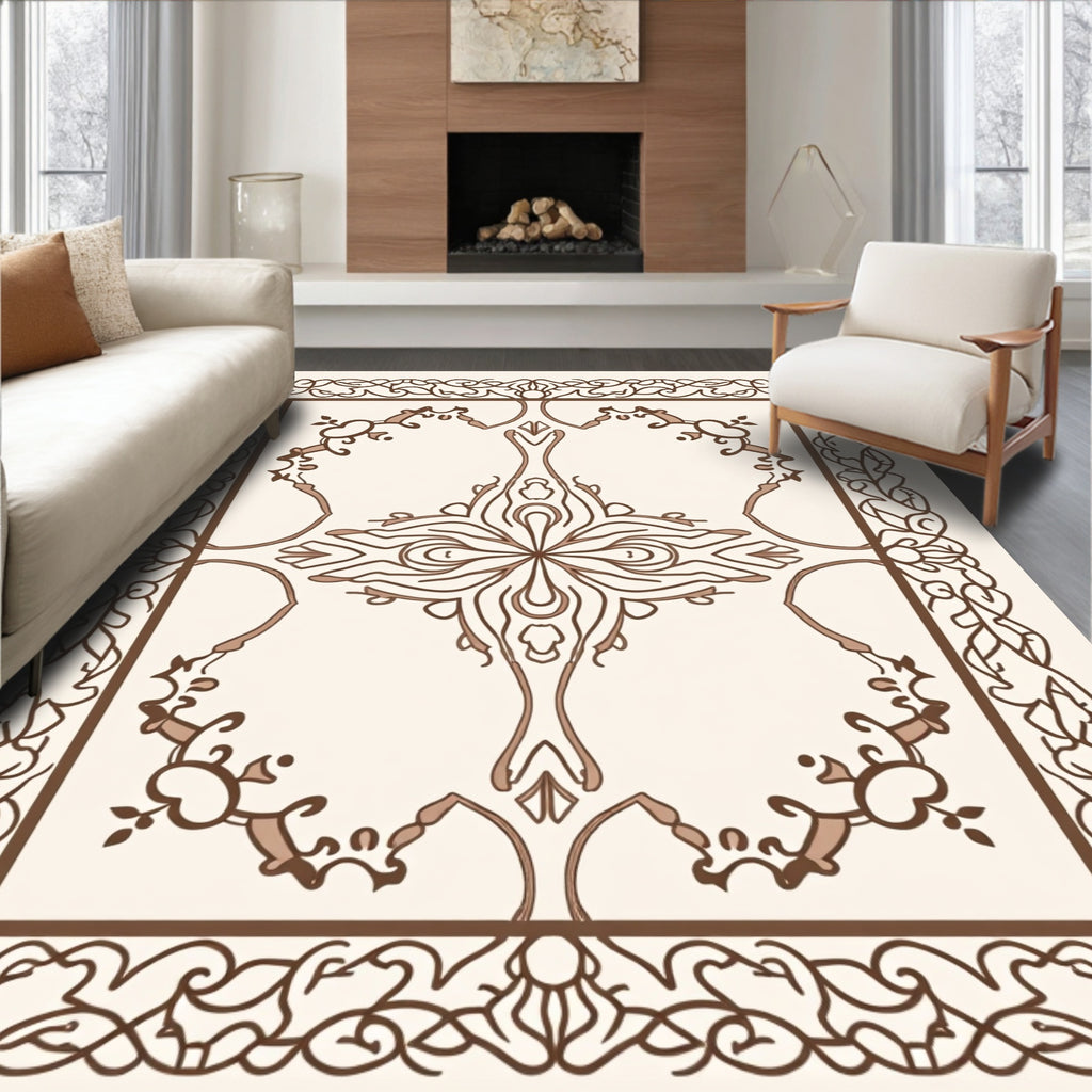 Ornate Floral Scrollwork Motif Rug