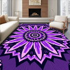 Purple Floral Sunburst Mandala Design Rug