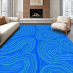 Abstract Blue Swirl Lines Rug