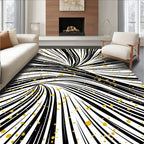Dynamic Black Gold Streaks Rug