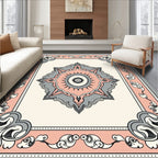 Elegant Mandala Bordered Pastel Pattern Rug