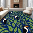 Tropical Toucan Leaf Pattern Rug