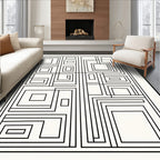 Abstract Geometric Black White Linework Design Rug
